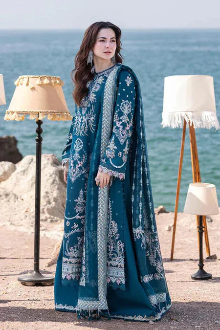 QALAMQAR-3PC DHANAK HEAVY EMBROIDERED SHIRT WITH CHIFFON HEAVY EMBROIDERED DUPATTA AND TROUSER-14021