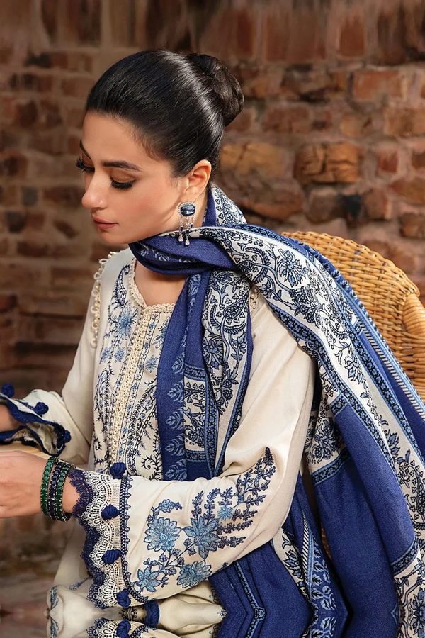 MARIA B - UNSTITCHED 3PC KHADDAR HEAVY EMBROIDERED WITH WOOL SHAWL - 1084