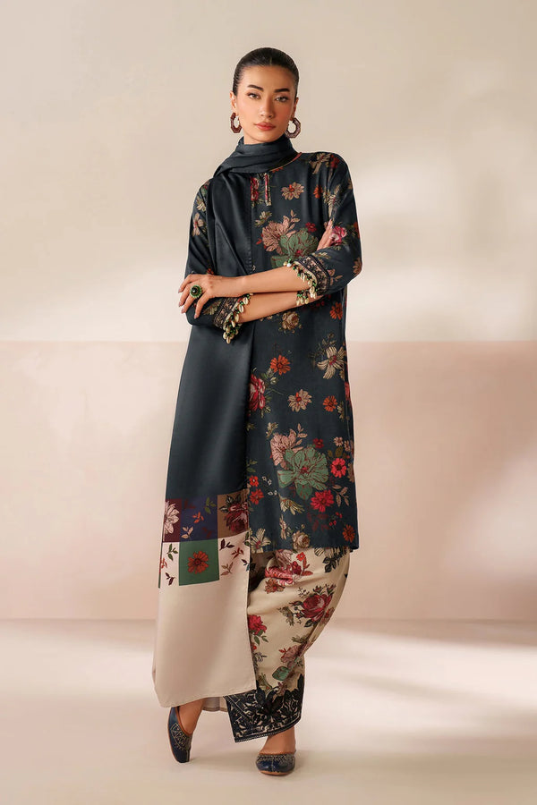 BAROQUE-3PC VISCOSE PRINTED SHIRT WITH VISCOSE PRINTED DUPATTA AND TROUSER - 05