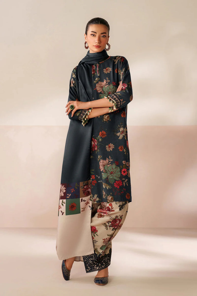 BAROQUE-3PC VISCOSE PRINTED SHIRT WITH VISCOSE PRINTED DUPATTA AND TROUSER - 05