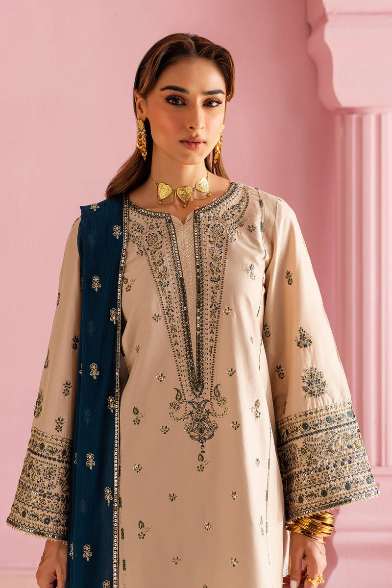 BATIK-3PC DHANAK EMBROIDERED SHIRT WITH DHANAK EMBROIDERED SHAWL & EMB TROUSER-4162
