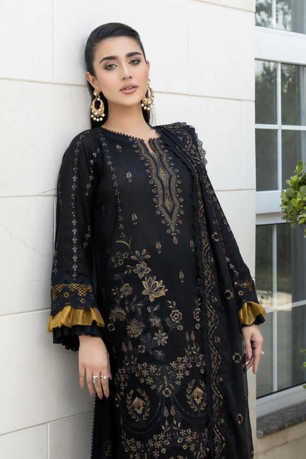 Baroque-3PC LAWN EMBROIDERED SHIRT WITH ORGANZA EMBROIDERED DUAPATTA AND TROUSER-NS06