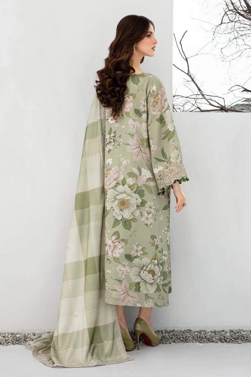 JAZMIN-3PC KHADDAR SHIRT WITH KHADDAR PRINT DUPATTA AND PRINT TROUSER-12559