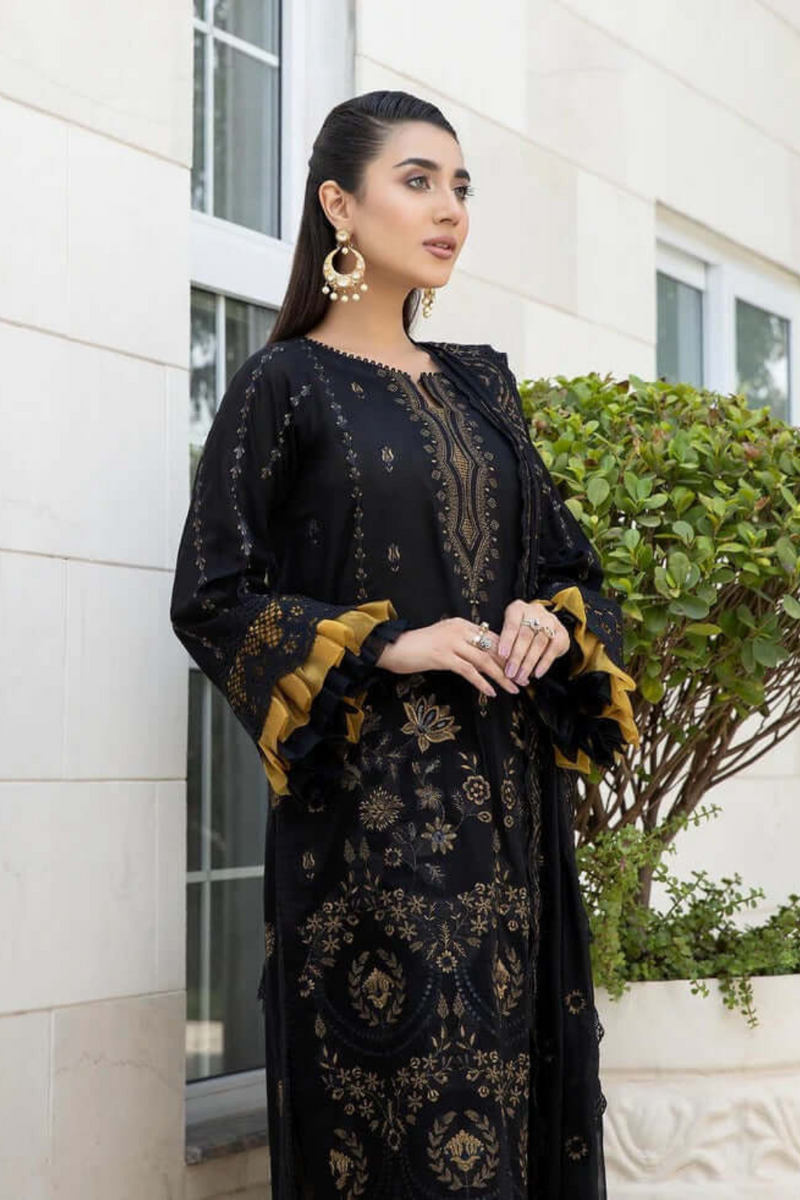 Baroque-3PC LAWN EMBROIDERED SHIRT WITH ORGANZA EMBROIDERED DUAPATTA AND TROUSER-NS06