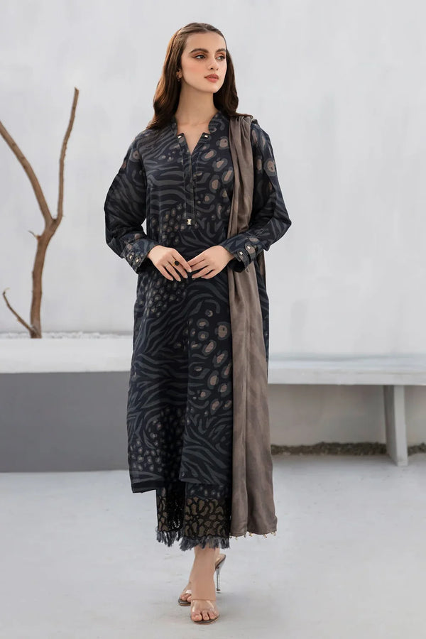 BAROUQE - 3PC UNSTITCHED KHADDAR PRINTED SHIRT WITH KHADDAR PRINT DUPATTA AND PRINT TROUSER-12620