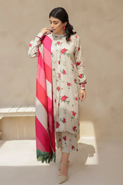 BAROQUE 3PC KARANDI Unstitched PRINTED SHIRT WITH KARANDI PRINTED DUAPTTA AND TROUSER-805