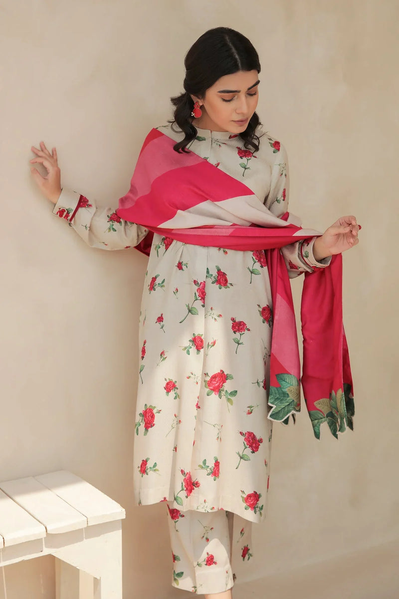 BAROQUE 3PC KARANDI Unstitched PRINTED SHIRT WITH KARANDI PRINTED DUAPTTA AND TROUSER-805