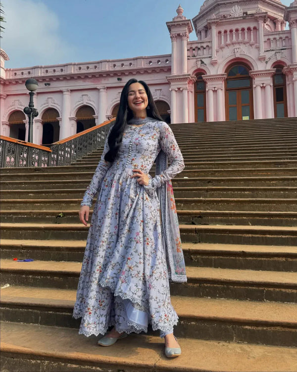 BAROUQE - 3PC UNSTITCHED KHADDAR PRINTED SHIRT WITH KHADDAR PRINTED DUPATTA AND PRINT TROUSER - NK 1203