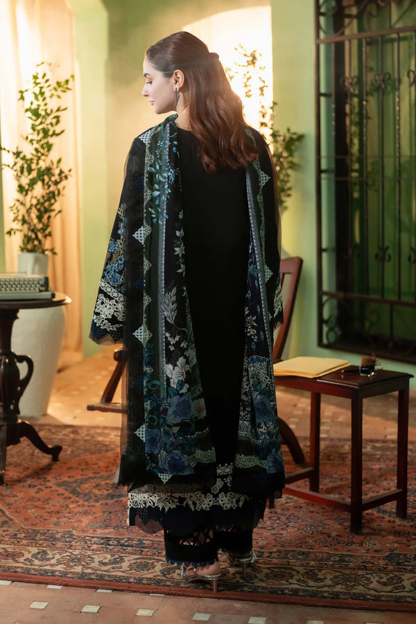JADE-3PC DHANAK EMBROIDERED SHIRT WITH COUTRAI PRINTED SHAWL & DHANAK TOUSER - 4223