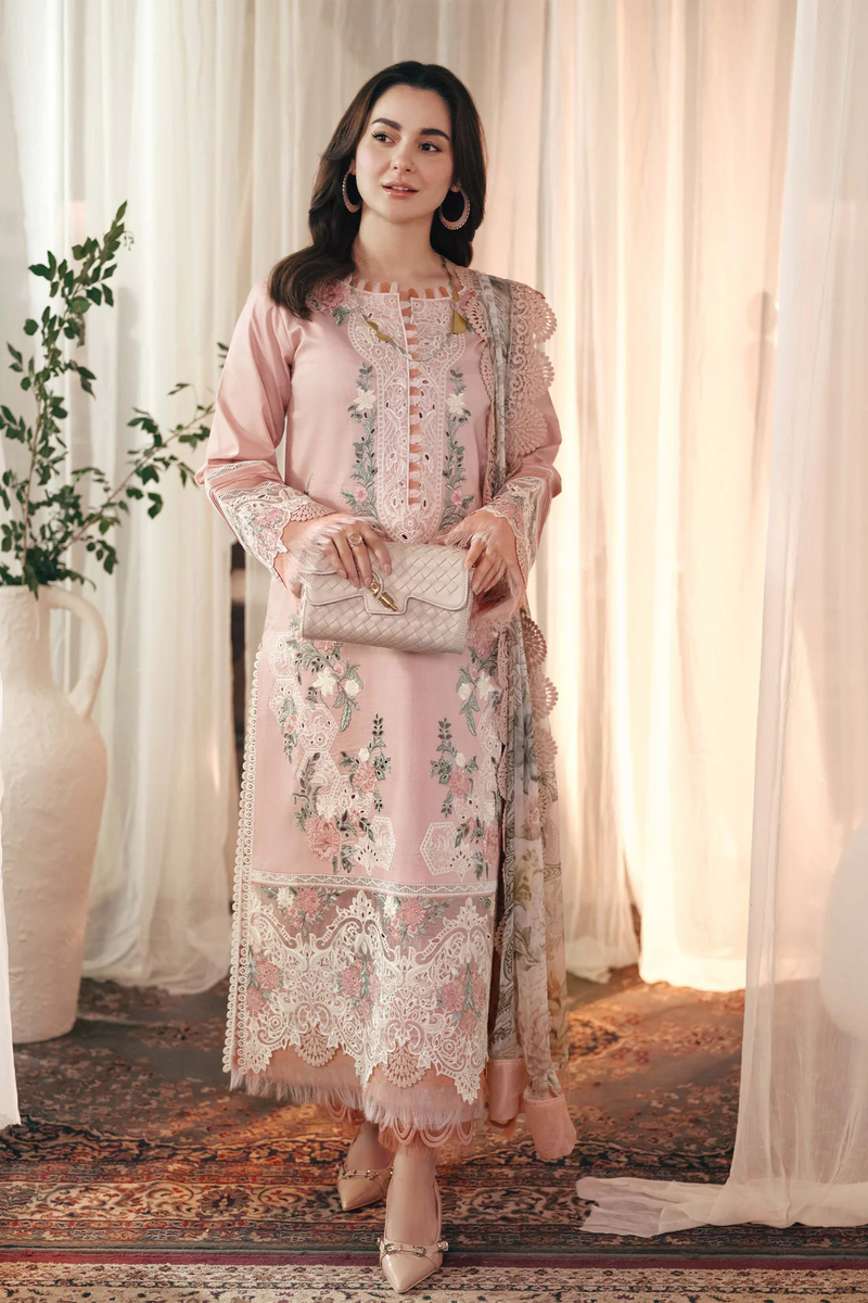 JADE-3PC DHANAK EMBROIDERED SHIRT WITH COUTRAI PRINTED SHAWL AND TROUSER - 4036