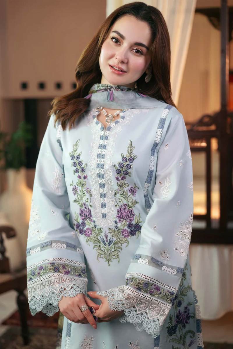 JADE - 3PC Dhanak EMBROIDERED SHIRT WITH Digital Print Shawl AND Dyed TROUSER - 4101