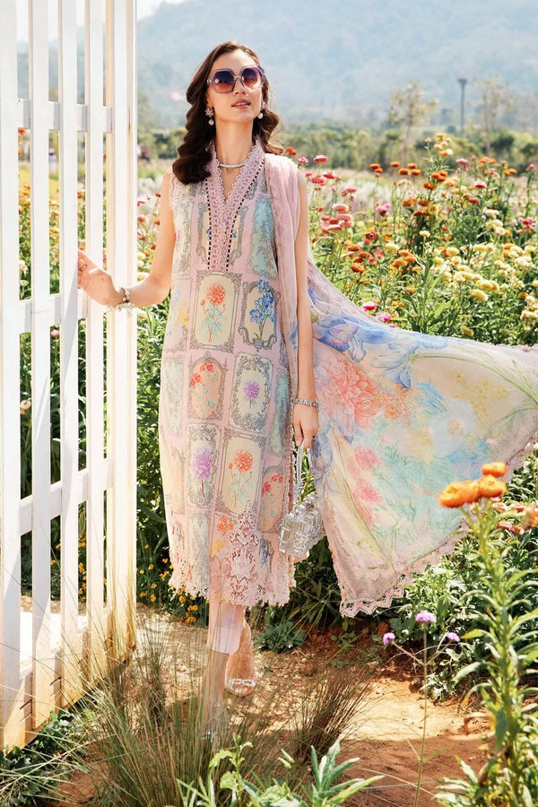 MARIA.B-3PC LAWN EMBROIDERED PRINTED SHIRT WITH CHIFFON PRINT DUPATTA AND PRINT TROUSER- NS 2522