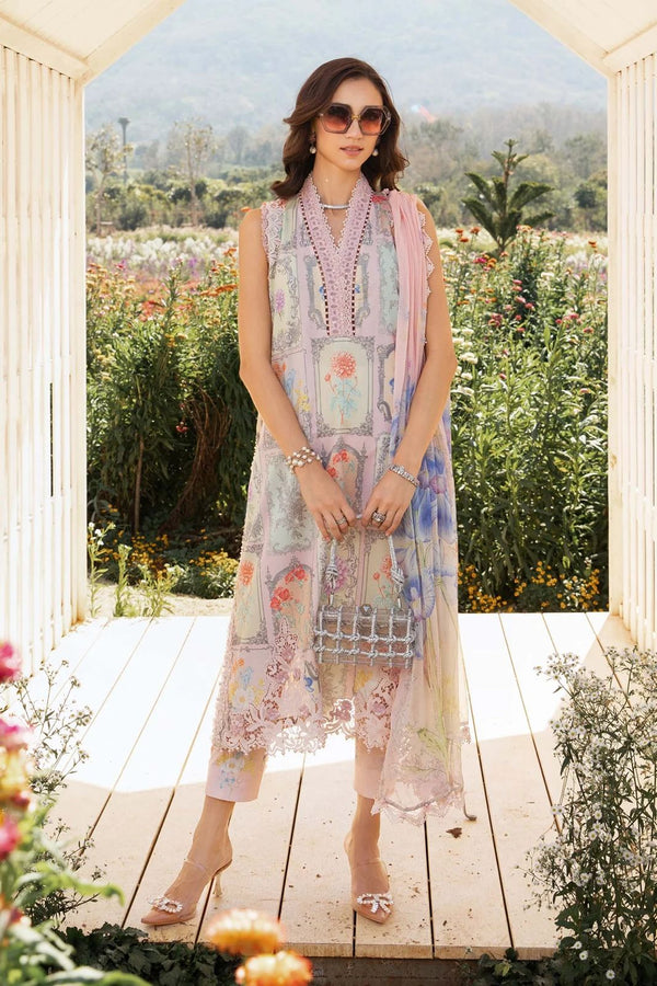 MARIA.B-3PC LAWN EMBROIDERED PRINTED SHIRT WITH CHIFFON PRINT DUPATTA AND PRINT TROUSER- NS 2522