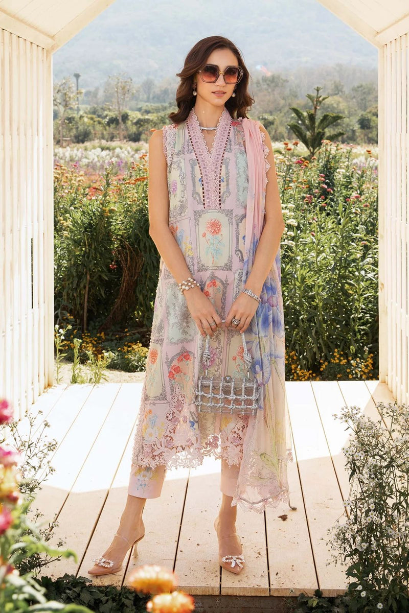 MARIA.B-3PC LAWN EMBROIDERED PRINTED SHIRT WITH CHIFFON PRINT DUPATTA AND PRINT TROUSER- NS 2522