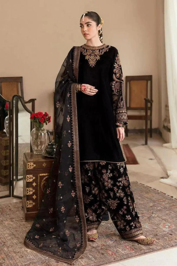 Azure Velvet 3PC Unstitched Embroidered BN 951 Black