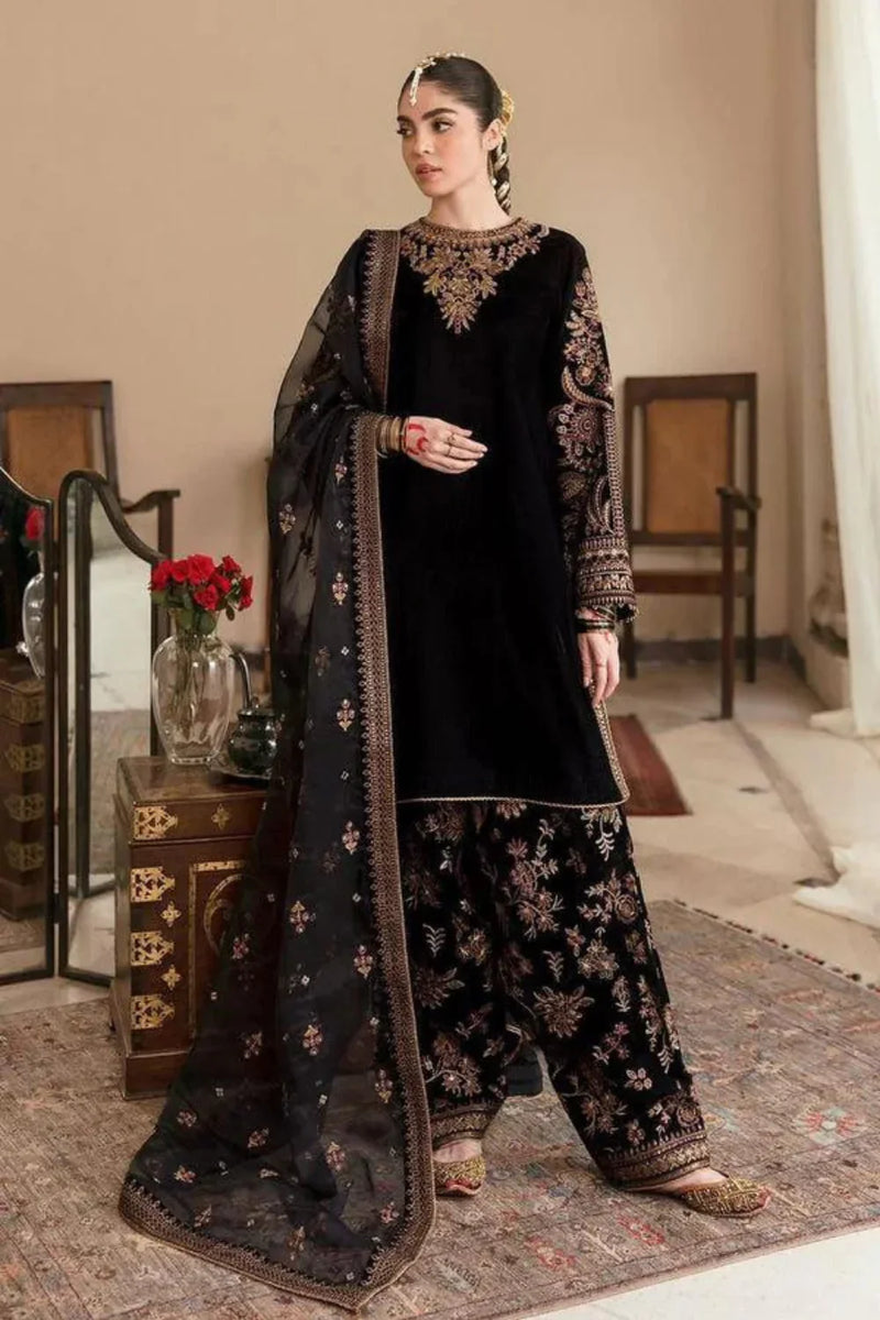 Azure Velvet 3PC Unstitched Embroidered BN 951 Black