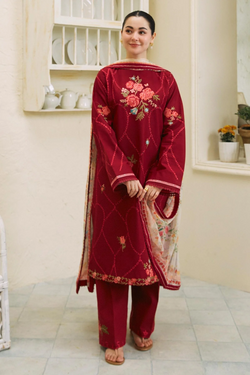 ZARA SHAH JAHAN - 3PC LAWN EMBROIDERED SHIRT WITH MANAAR PRINTED DUPATTA AND TROUSER - 2743-A