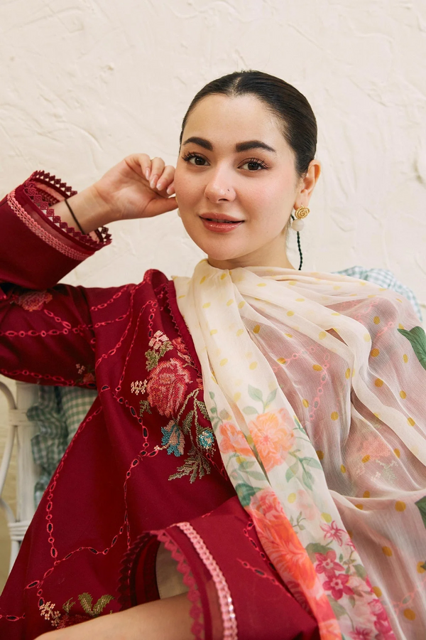 ZARA SHAH JAHAN - 3PC LAWN EMBROIDERED SHIRT WITH MANAAR PRINTED DUPATTA AND TROUSER - 2743-A