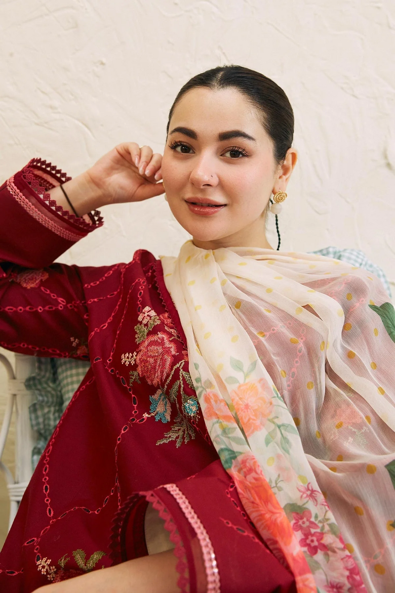 ZARA SHAH JAHAN - 3PC LAWN EMBROIDERED SHIRT WITH MANAAR PRINTED DUPATTA AND TROUSER - 2743-A