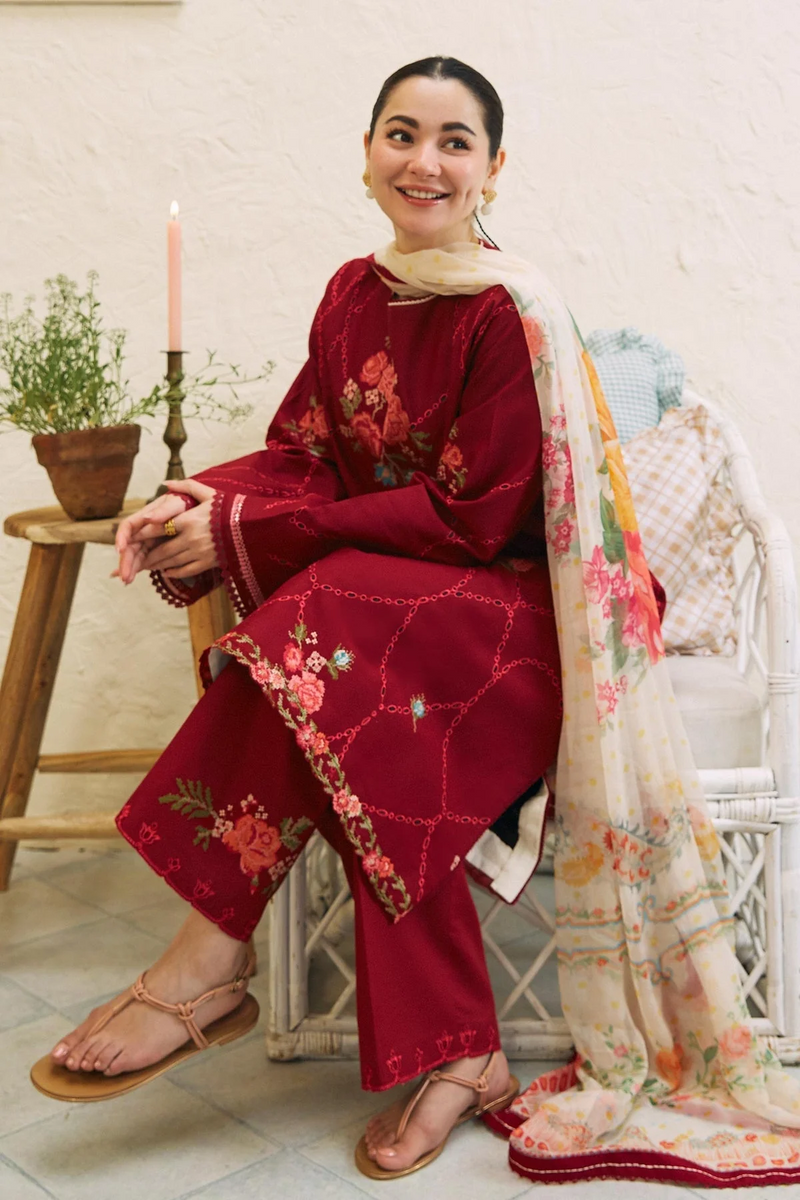 ZARA SHAH JAHAN - 3PC LAWN EMBROIDERED SHIRT WITH MANAAR PRINTED DUPATTA AND TROUSER - 2743-A