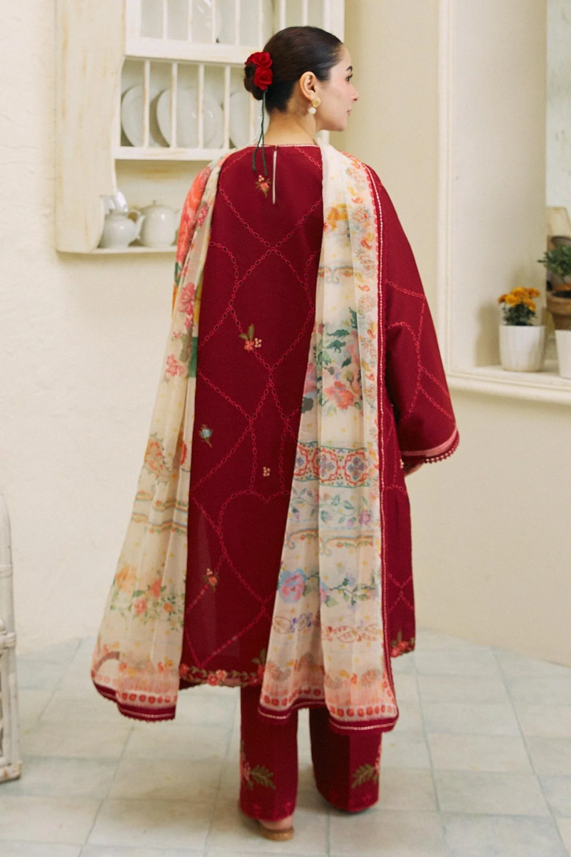 ZARA SHAH JAHAN - 3PC LAWN EMBROIDERED SHIRT WITH MANAAR PRINTED DUPATTA AND TROUSER - 2743-A