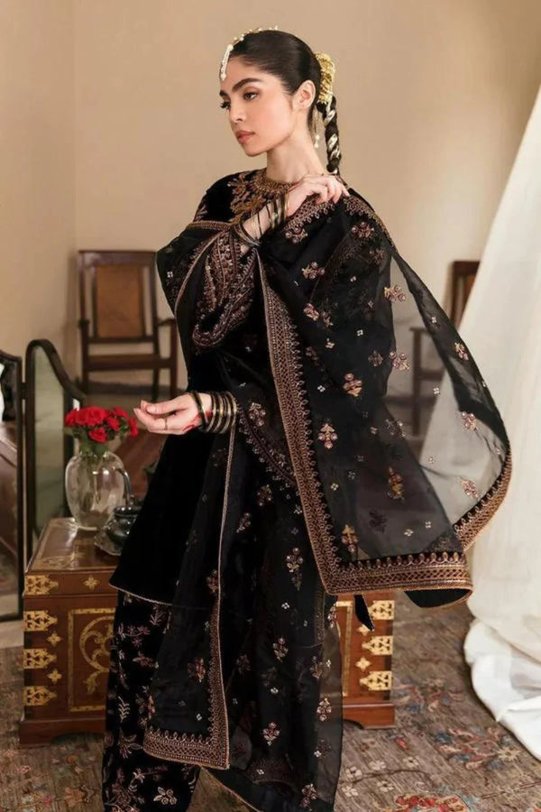 Azure Velvet 3PC Unstitched Embroidered BN 951 Black