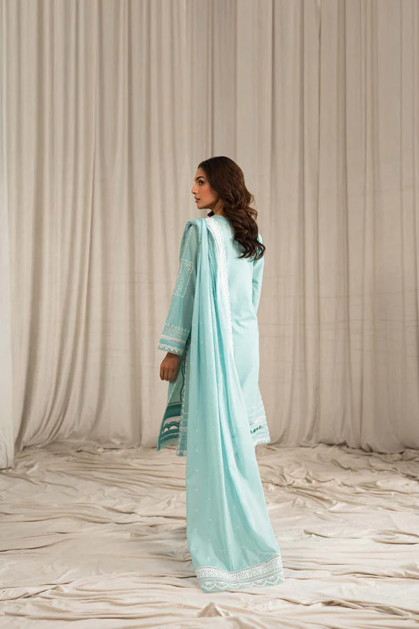 SEHAR BY MIRAJ- UNSTITCHED LAWN 3PC EMBROIDERED SHIRT WITH ORGANZA EMBROIDERED DUPATTA WITH TROUSER - 2805