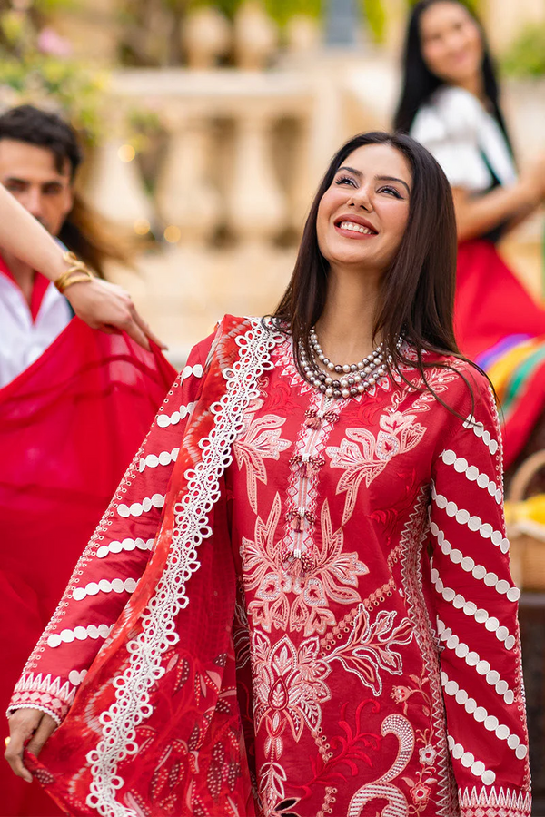 MUSHQ- 3PC UNSTITCHED LAWN EMBROIDERED SHIRT WITH EMBROIDERED DIAMOND PRINT DUPATTA-BIC-2827