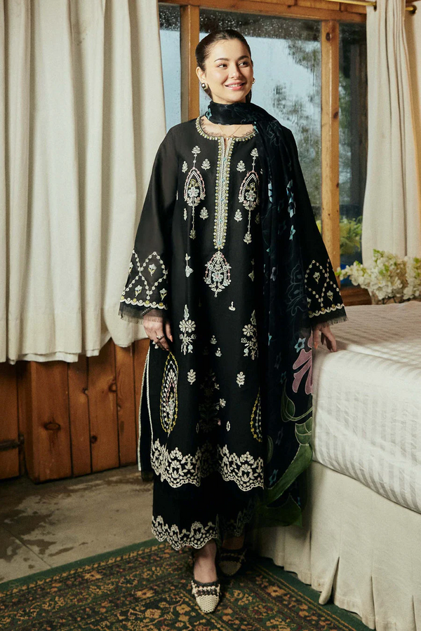 ZARA SHAHJAHAN - 3PC UNSTITCHED LAWN EMBROIDERED SHIRT PRINTED DUPATTA AND TROUSER-2853