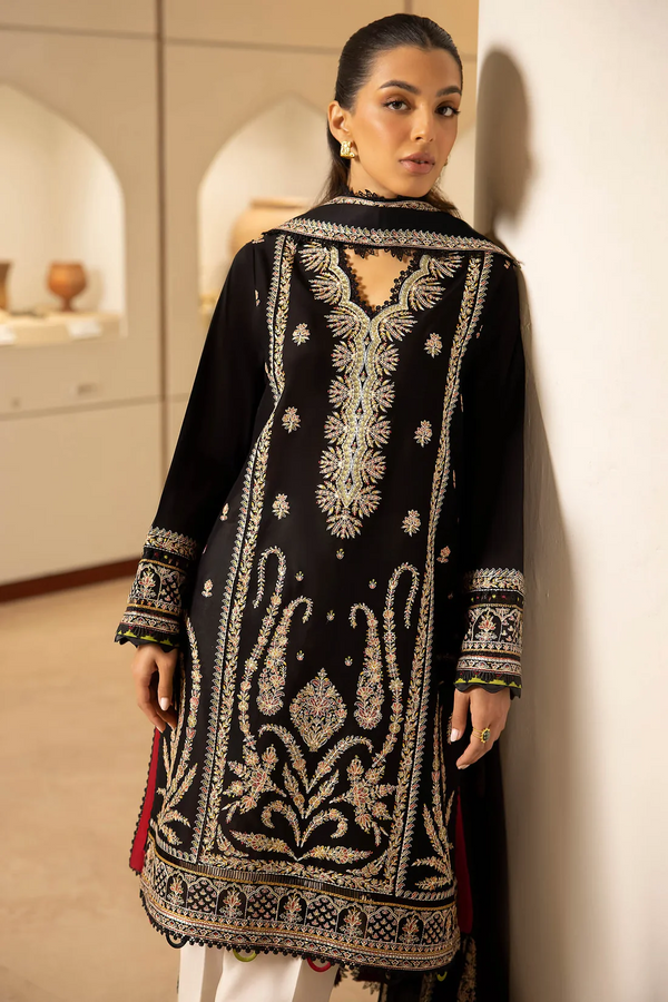ZAHA - 3PC UNSTITCHED LAWN EMBROIDERED SHIRT WITH DIAMOND PRINTED DUPATTA AND TROUSER - 1708