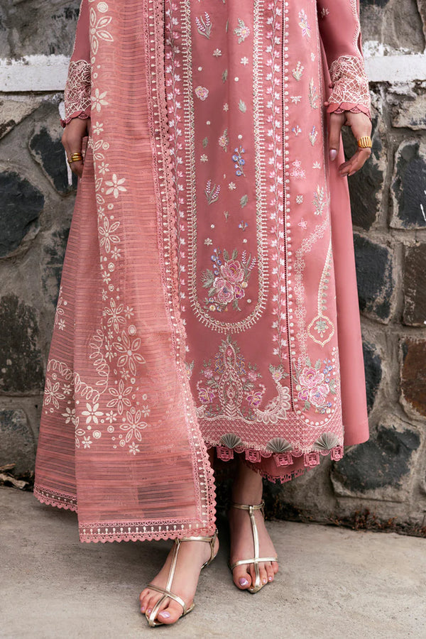 QALAMQAR-3PC UNSTITCHED DHANAK EMBROIDERED SHIRT WITH COTTON NET EMBROIDERED AND EMB TROUSER-14213