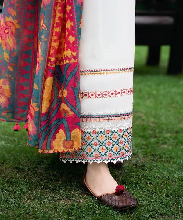 SAPPHIRE- 3PC DHANAK EMBROIDERED SHIRT WITH WOOL PRINT SHAWL AND TROUSER - 4006