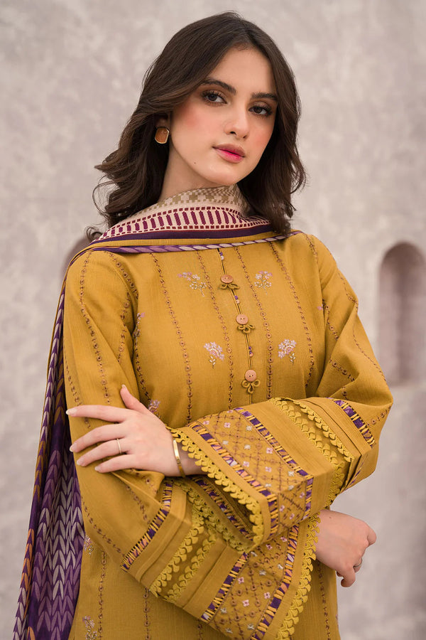 JAZMIN 3PC UNSTITCHED DHANAK EMBROIDERED WITH COUTURE WOOL SHAWL-3122