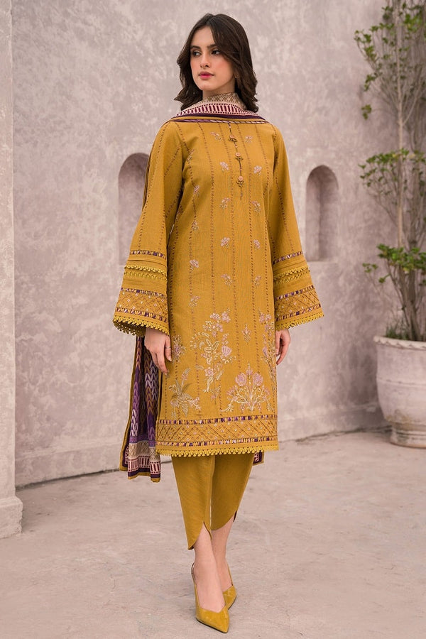 JAZMIN 3PC UNSTITCHED DHANAK EMBROIDERED WITH COUTURE WOOL SHAWL-3122