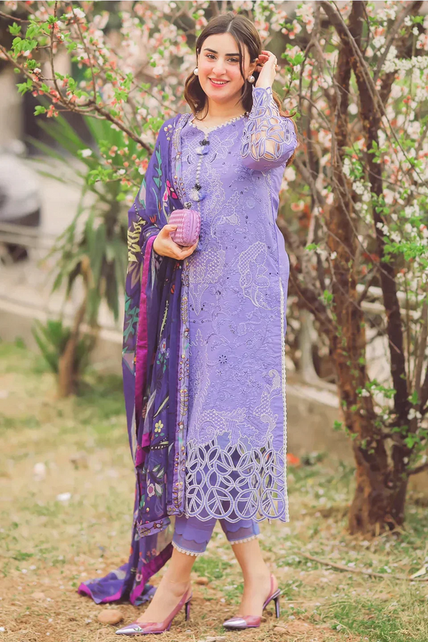 MUSHQ - 3PC UNSTITCHED DHANAK EMBROIDERED WITH COUTURE SHAWL-3201