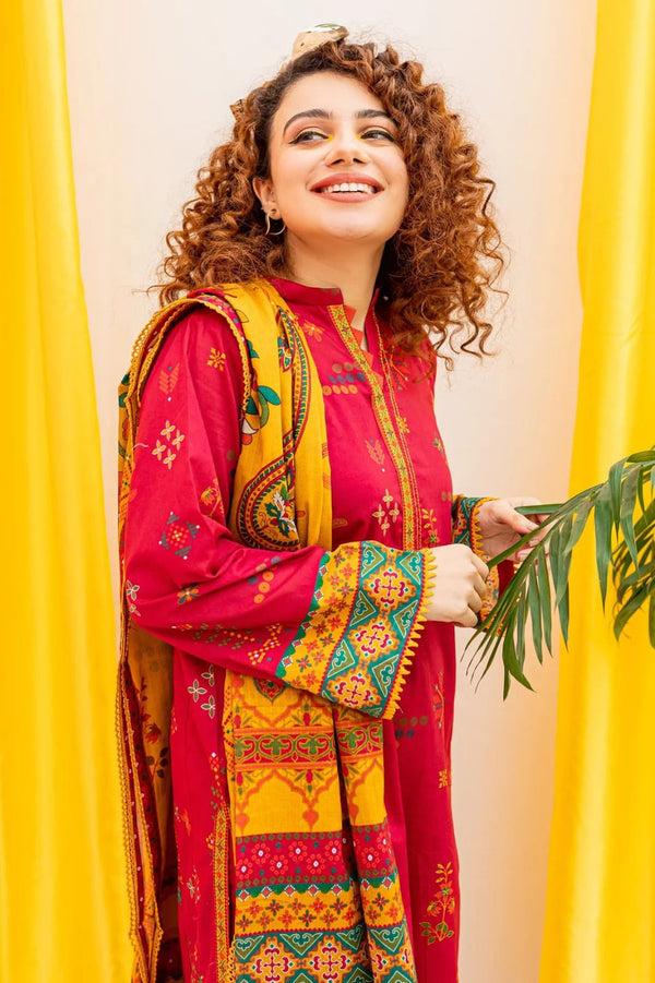 BATIK - 3PC UNSTITCHED DHANAK EMBROIDERED WITH COUTURE PRINT SHAWL-3206