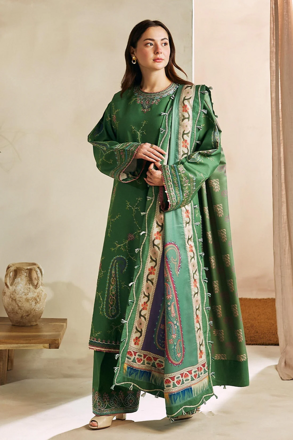 ZARA SHAH JAHAN - 3PC LAWN EMBROIDERED SHIRT WITH MANAAR PRINTED DUPATTA AND TROUSER - 1474