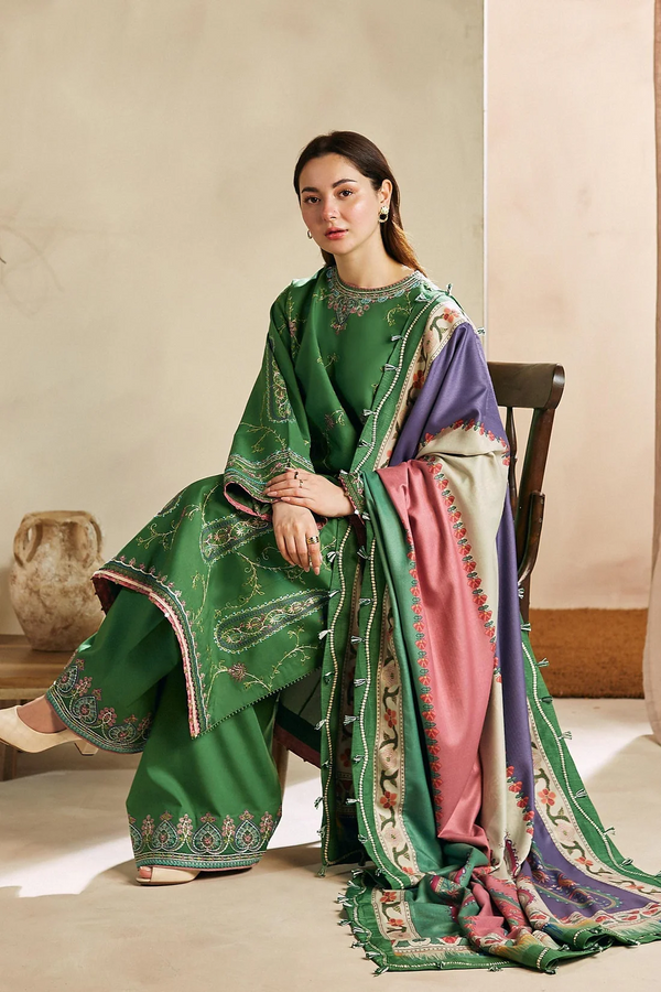 ZARA SHAH JAHAN - 3PC LAWN EMBROIDERED SHIRT WITH MANAAR PRINTED DUPATTA AND TROUSER - 1474