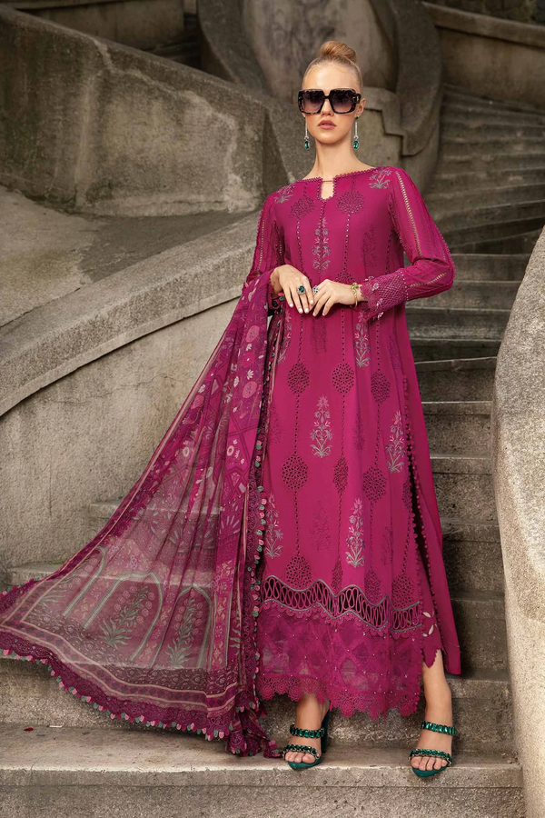 MARIA B- 3PC DHANAK EMBROIDERED - 3256