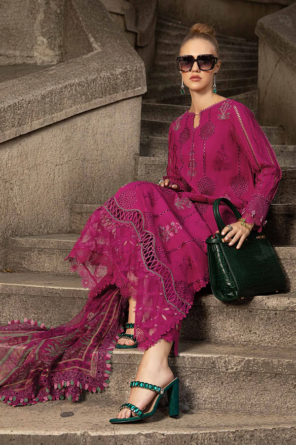 MARIA B- 3PC DHANAK EMBROIDERED - 3256