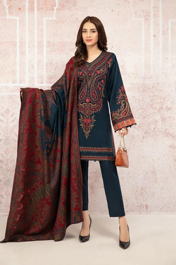 MARIA B-3PC UNSTITCHED DHANAK EMBROIDRED - 3268 B