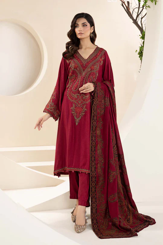 MARIA B-3PC UNSTITCHED EMBROIDRED  KHADDAR - 3268 B