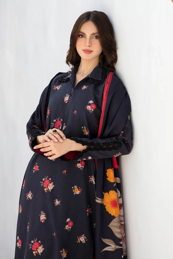 BAROQUE-3PC KHADDAR PRINTED SHIRT WITH KHADDAR PRINT DUPATTA AND PRINT TROUSER-12605