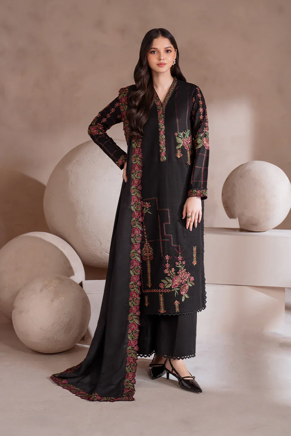 IZNIK-3PC UNSTITCHED EMBROIDERED  DHANAK WITH EMBROIDERED DHANAK SHAWL & TROUSER-3408