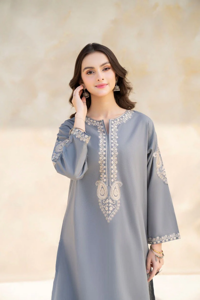 HANA- 2PC UNSTITCHED LAWN EMBROIDERED SHIRT AND TROUSER-3456