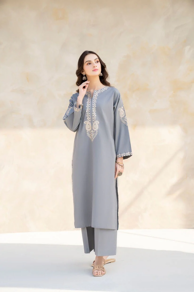 HANA- 2PC UNSTITCHED LAWN EMBROIDERED SHIRT AND TROUSER-3456