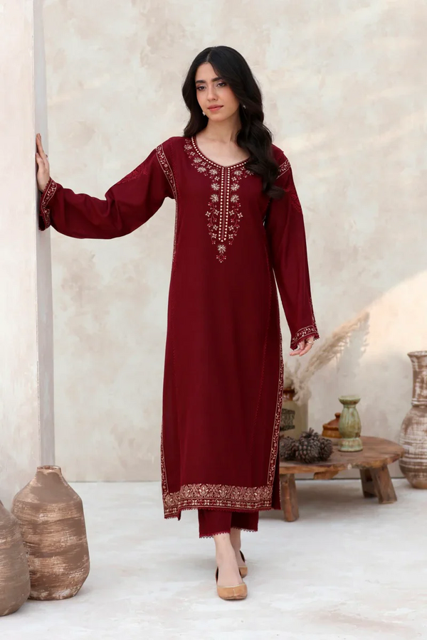 FEROZAE - 2PC UNSTITCHED LAWN EMBROIDERED SHIRT WITH LAWN EMBROIDERED SLEEVES-3458