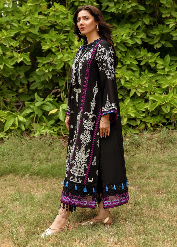 SIRAA BY SADAF - 3PC UNSTITCHED LAWN EMBROIDERED SHIRT WITH MONARK PRINT DUPATTA AND LAWN TROUSER - 3514
