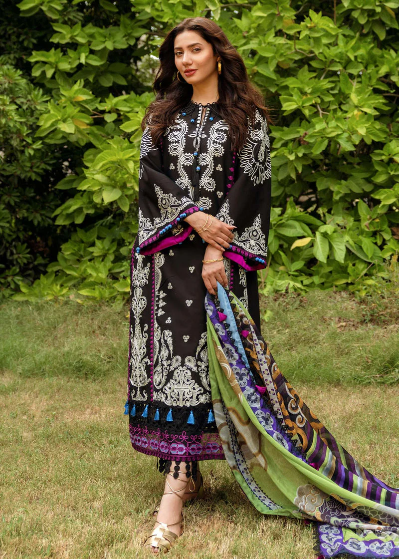 SIRAA BY SADAF - 3PC UNSTITCHED LAWN EMBROIDERED SHIRT WITH MONARK PRINT DUPATTA AND LAWN TROUSER - 3514