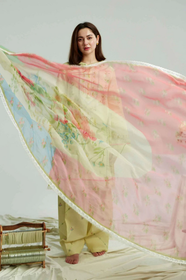 ZARA SHAHJAHAN - UNSTITCHED 3PC LAWN EMBROIDERED SHIRT WITH MONARK PRINT DUPATTA & EMB TROUSER-3519